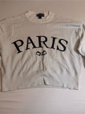 Urban Heritage Cream Crewneck Sweater with Black PARIS Logo